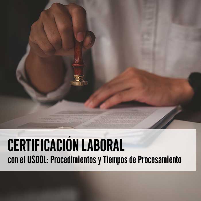 CERTIFICACIÓN LABORAL con el USDOL