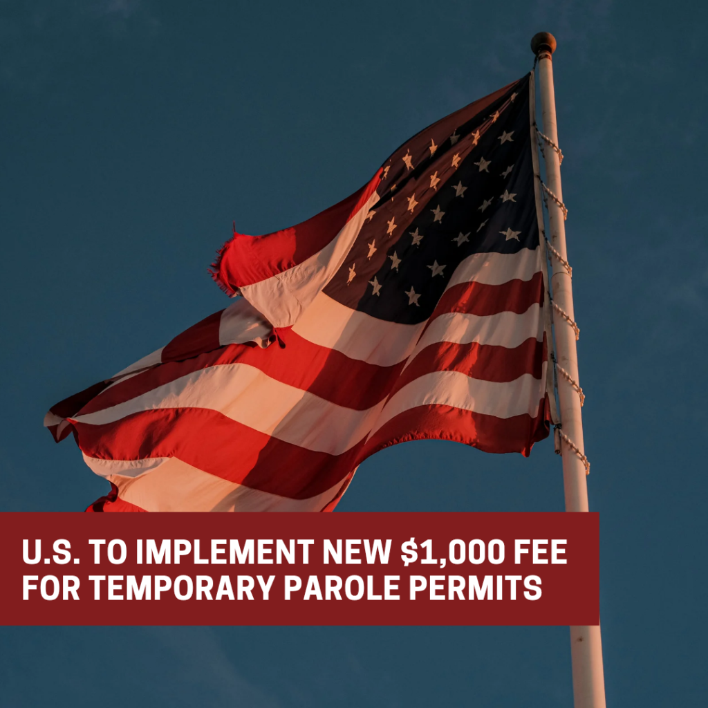 New fee for the temporary stay permit (parole)